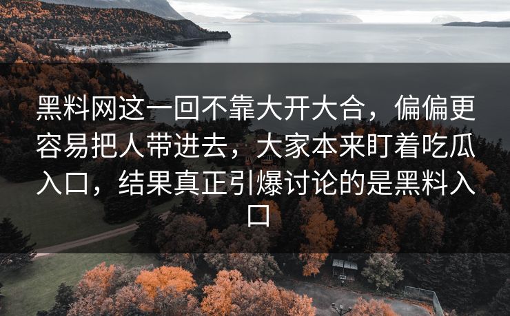 黑料网这一回不靠大开大合，偏偏更容易把人带进去，大家本来盯着吃瓜入口，结果真正引爆讨论的是黑料入口